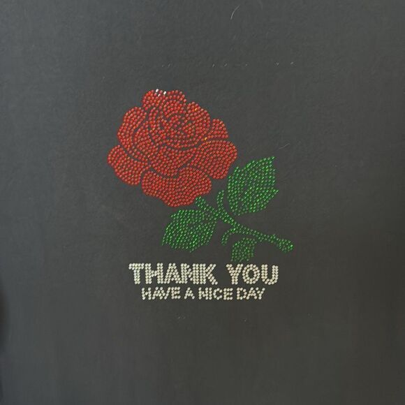 NEW- MARKET-thank you have a nice day rhinestone T-shirt- black-size small - Picture 3 of 5
